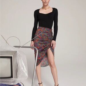 Veronica Beard Ari Paisley Asymmetrical Midi-Skirt NWOT